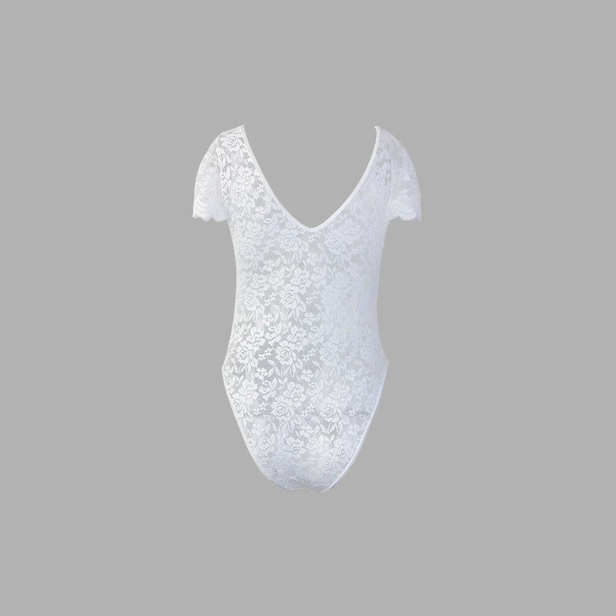 Women's Elegant White Lace Bodysuits Summer One Piece V-neck Jumpsuit Thongs Bodyshaper Tops Fashion Sexy Slim Fitted Shapewear