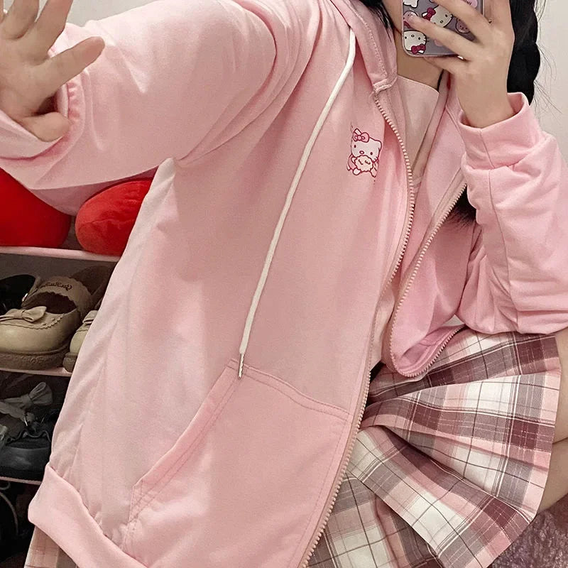 Women's Autumn/winter 2024 New Preppy Style Hooded Sweatshirt Thin Fleece-lined Jacket For Middle High School Students