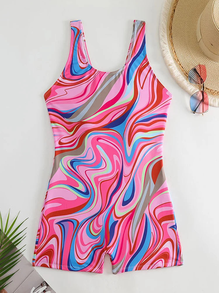 VigoCasey Sexy 2025 Pink Print Strapped Swimwear Women Push Up One Piece Swimsuit Monokini Backless Summer Beach Bathing Suit