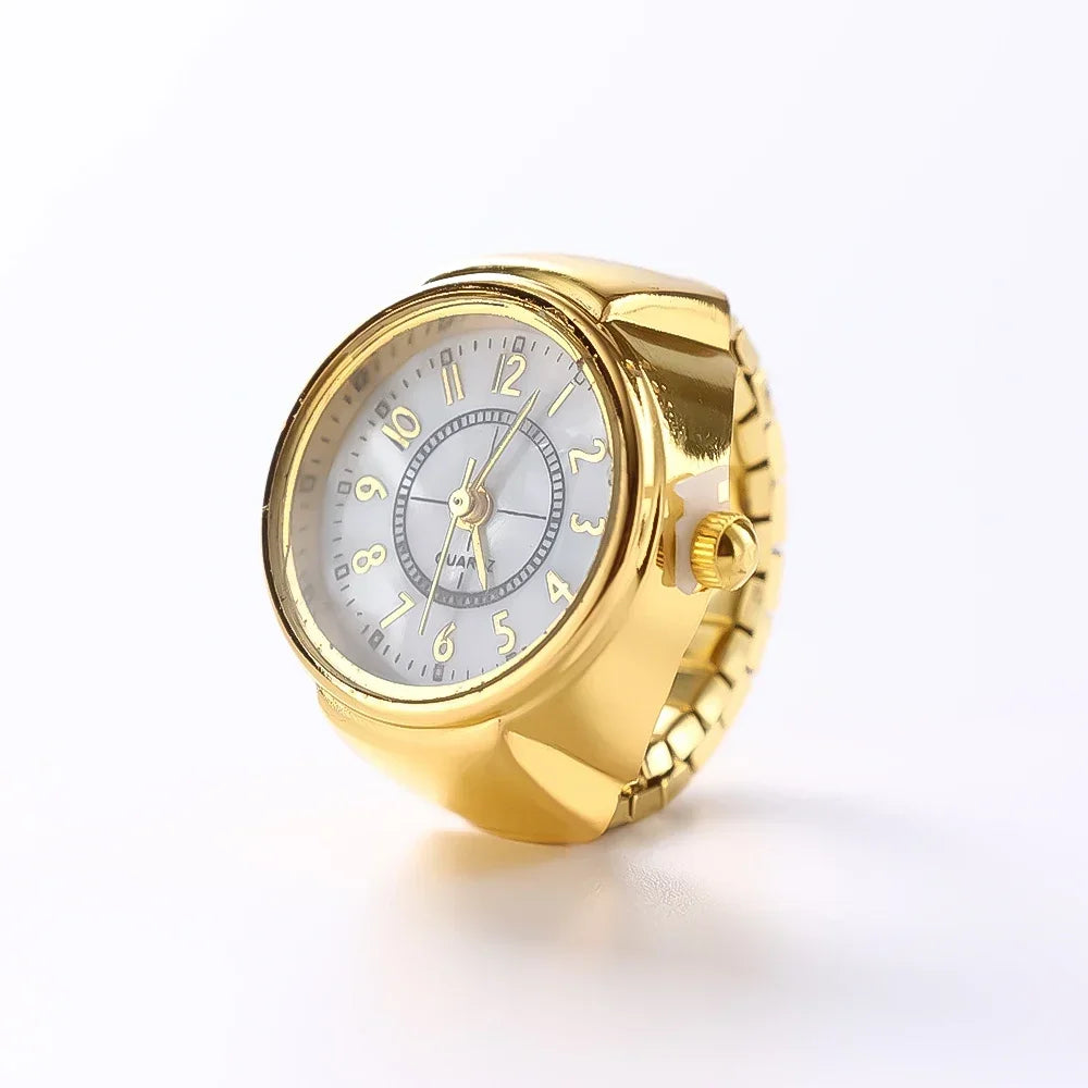 Colorful Watch Ring Women Men Retro Sliver Pointer Quartz Clock Finger Rings Punk Alloy Strap Watches Jewelry Accessories