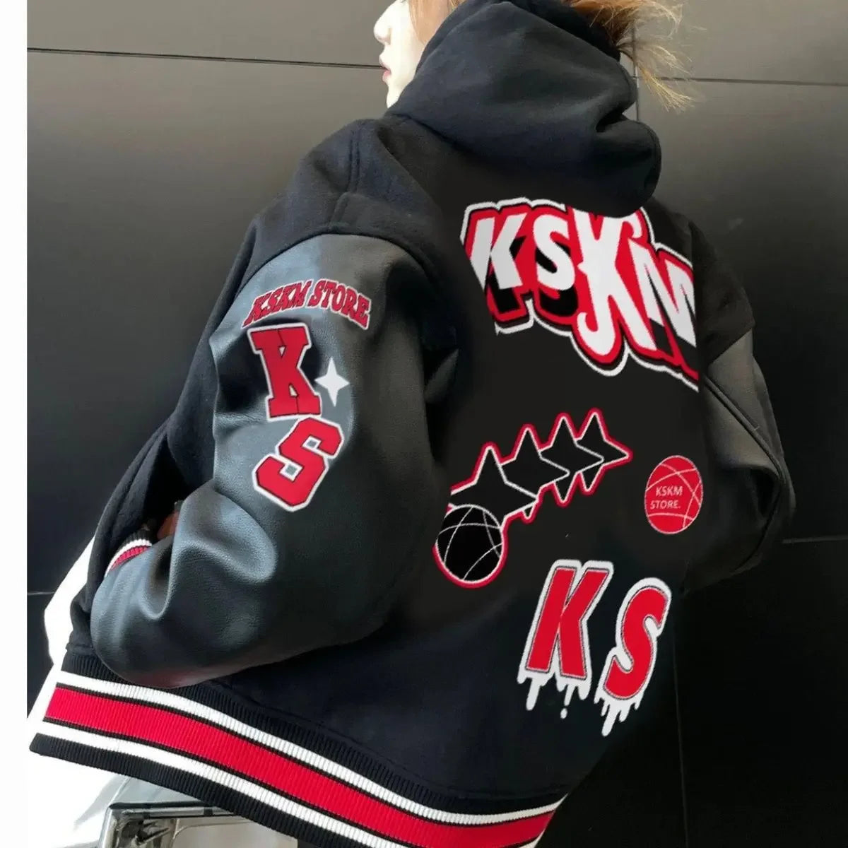 American high street embroidery baseball jacket Y2K retro autumn and winter stitching design men's and women's motorcycle jacket