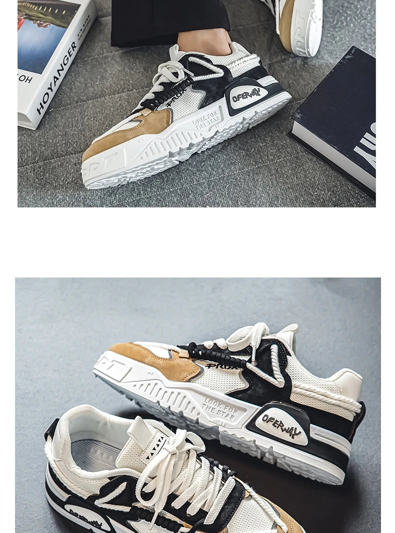 2025 New Summer Men's Shoes Original Casual Flat Shoes Sport Thick Bottom Increased Height Bread Trendy Shoes Skateboard sneaker