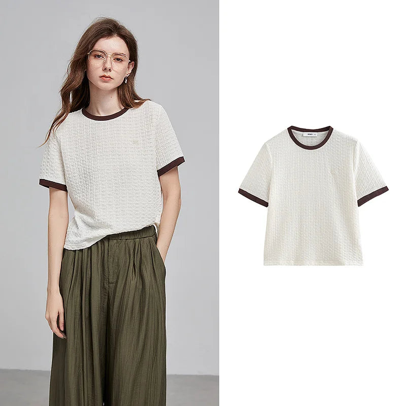 TOYOUTH Women Short Sleeve T shirt 2025 Spring New Tops 8521006