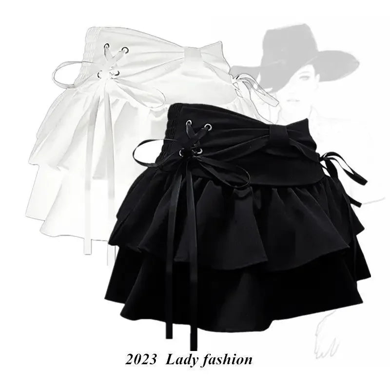 Pure Desire Mini Dress Bow Tied One Hundred Pleated Skirt Slimming A- line Sensibility Summer Skirt Anti-exposure Pants