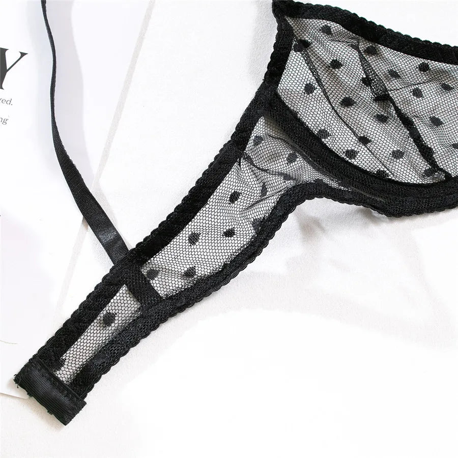 Sexy Women Lingerie Sets Lace Underwear Dot Romantic Transparent See Through Exotic Sets Underwire Pink Leopard Bra Brief Set