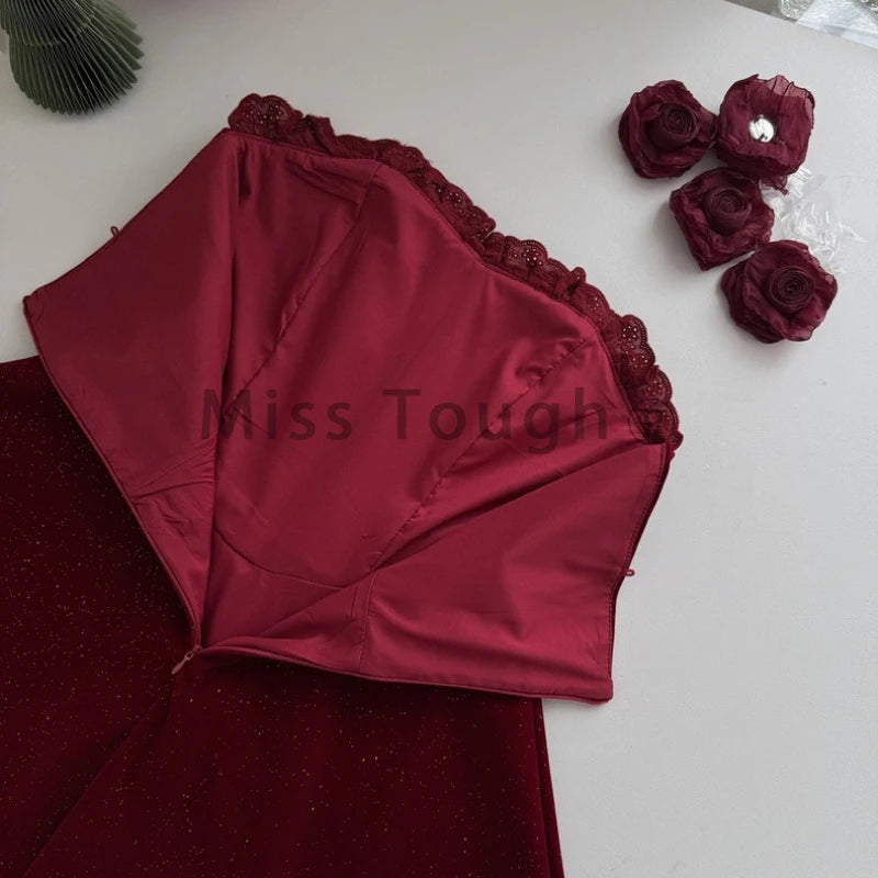 Gothic Y2k Lolita Style One Piece Dress Women Sexy Red Rose Flower Bow Party Mini Dress Japanese Fashion Elegant Dresses 2025