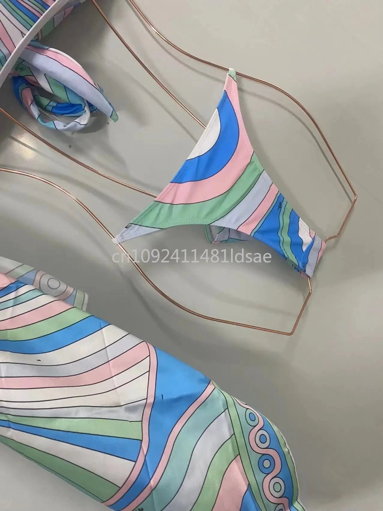 Luxury Design Women's Scarf Bikini Set Italy Designer Brand Scarf Strapless Swimsuit