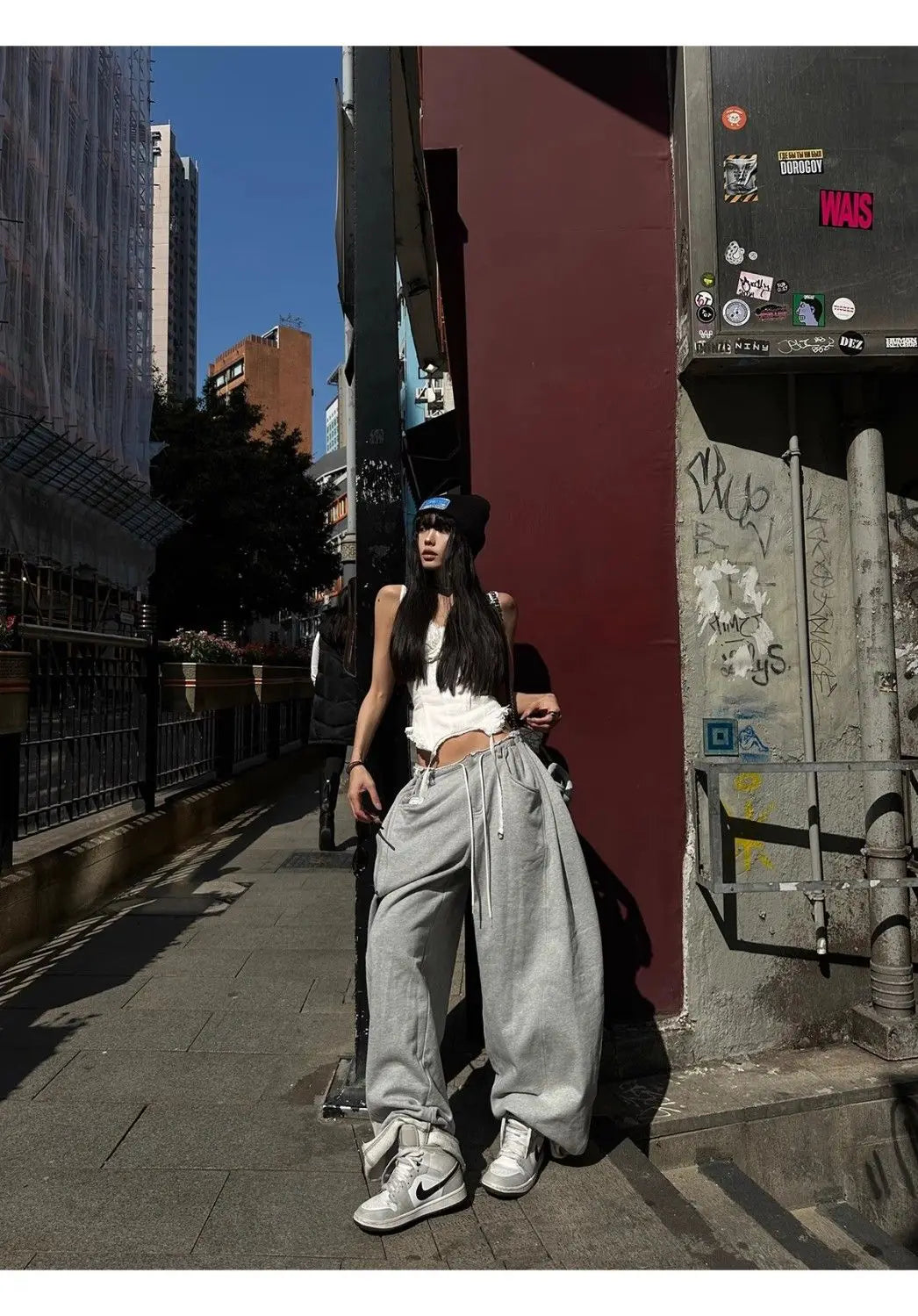 【 Wide Leg Fashion 】 Design Sense Grey Wide Leg Sanitary Pants for Women 2025 Spring Loose and Slim Versatile Casual Sports Pant