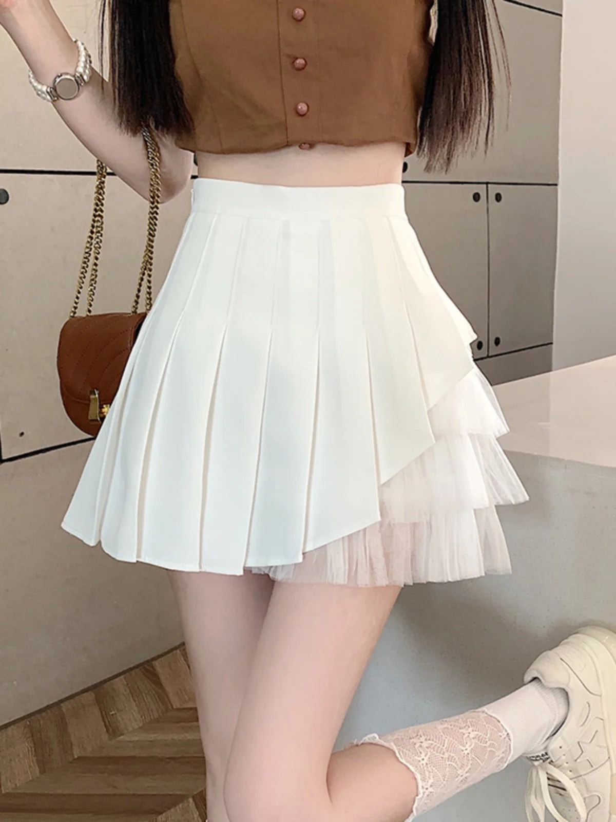 Slimming A-Line  Skirt for ort Women High Waist Pleated Tulle f Body Skirts Commute Sle Summer Collection
