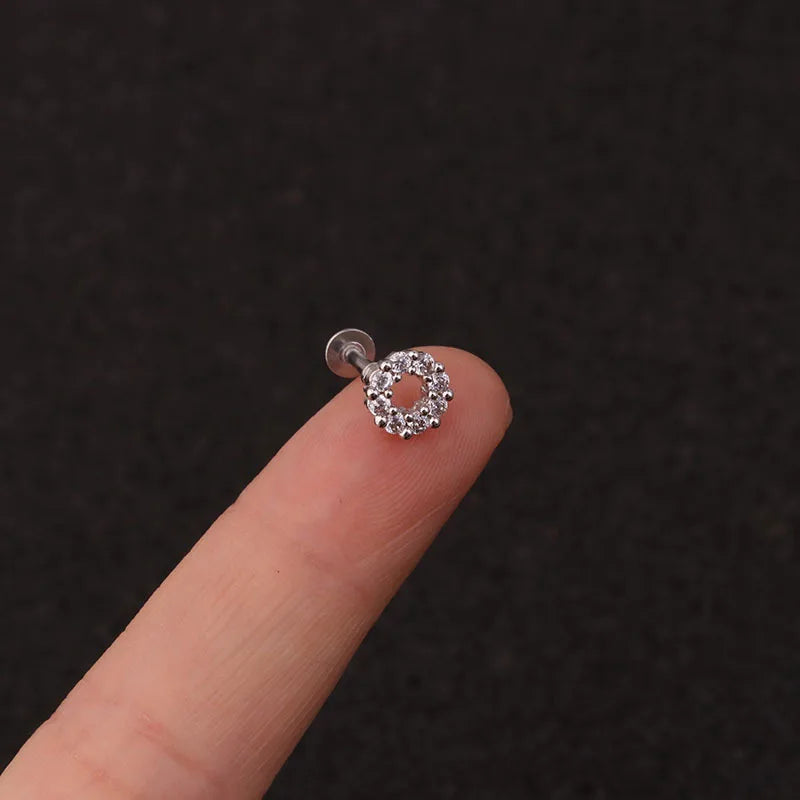 1PC 16G New Cross Heart Flower Crown Tragus Helix Stainless Steel Labret Lip Bar Rings Stud Cartilage Ear Piercing Body Jewelry