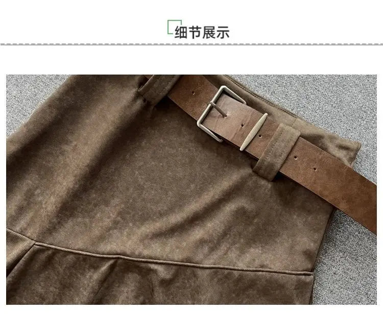 Women Clothing Autumn Korean Fashion Vintage High Waist Asymmetrical Skirts Female Elegant Chic Tie Dye Slim Long Skirt Faldas