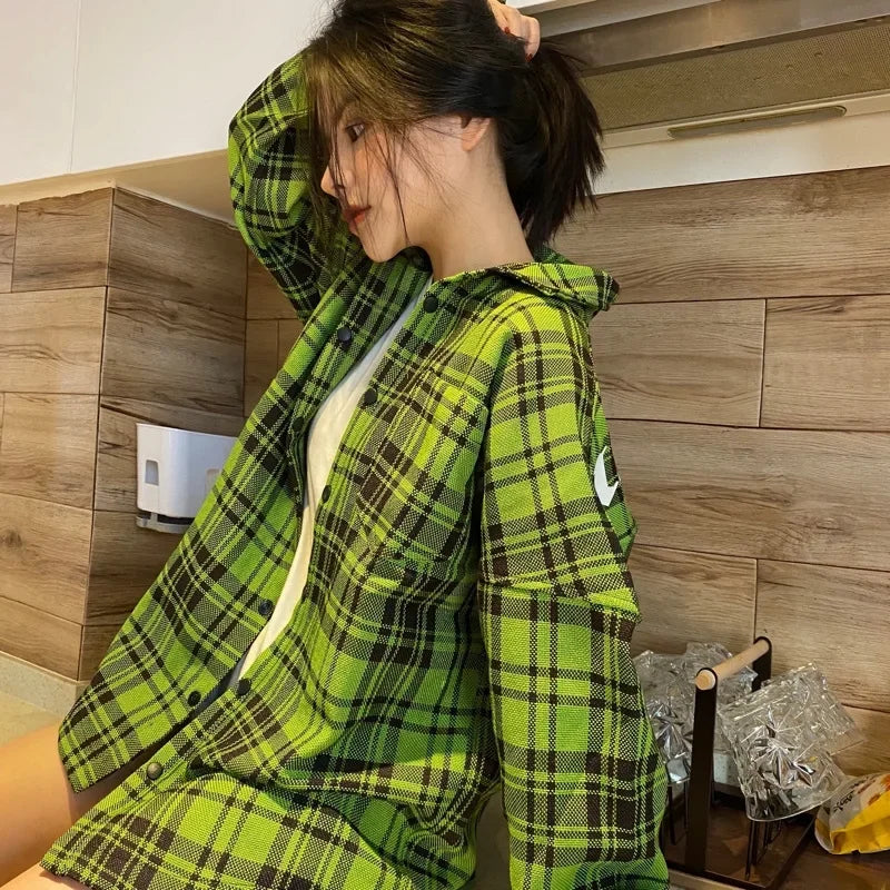 Vintage Plaid Shirt Top Men Women's Casual Loose-Fit Long Sleeve Anti-Sun Cardigan Trendy Idle Style For Spring And Autumn