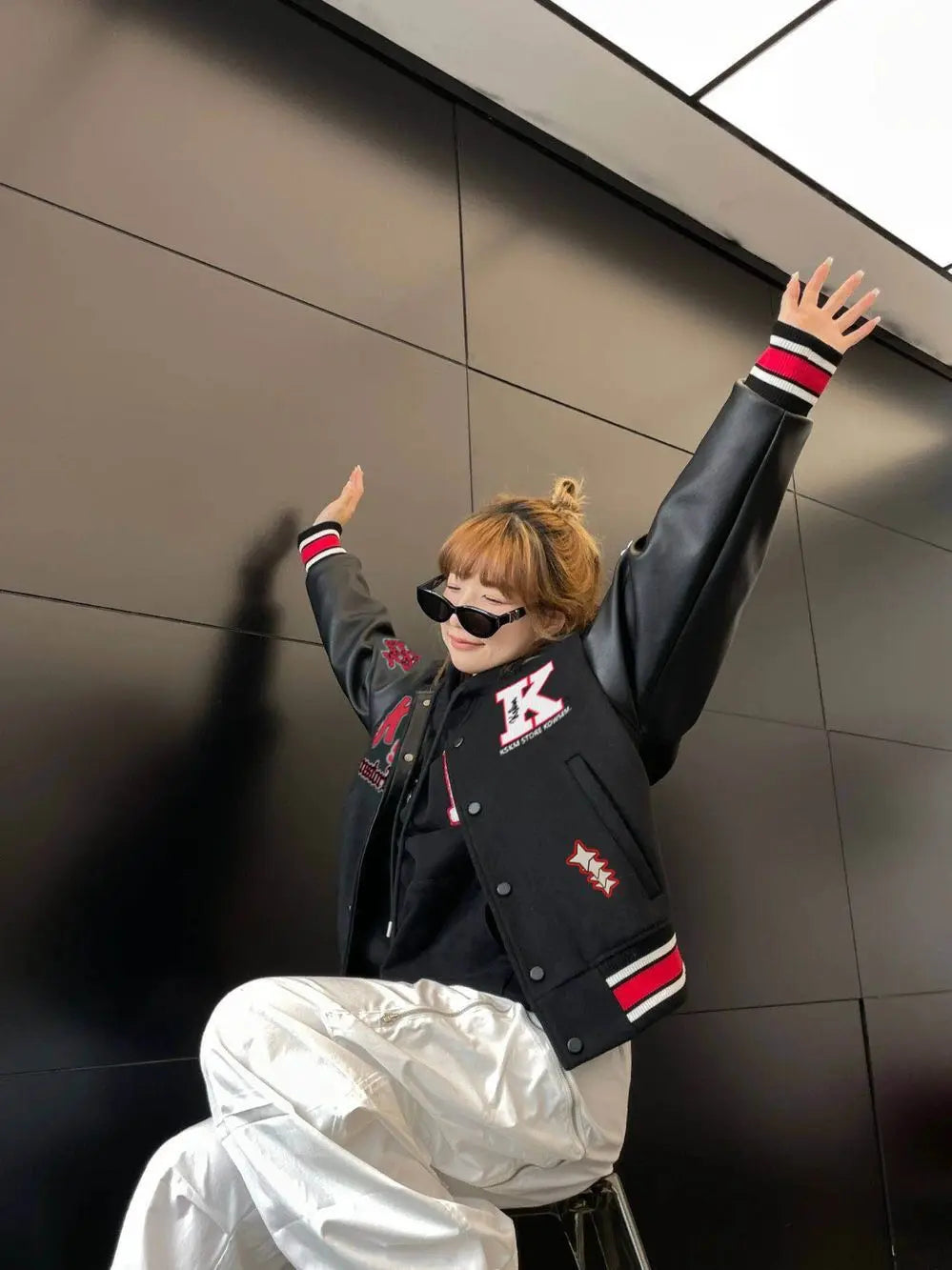 American high street embroidery baseball jacket Y2K retro autumn and winter stitching design men's and women's motorcycle jacket