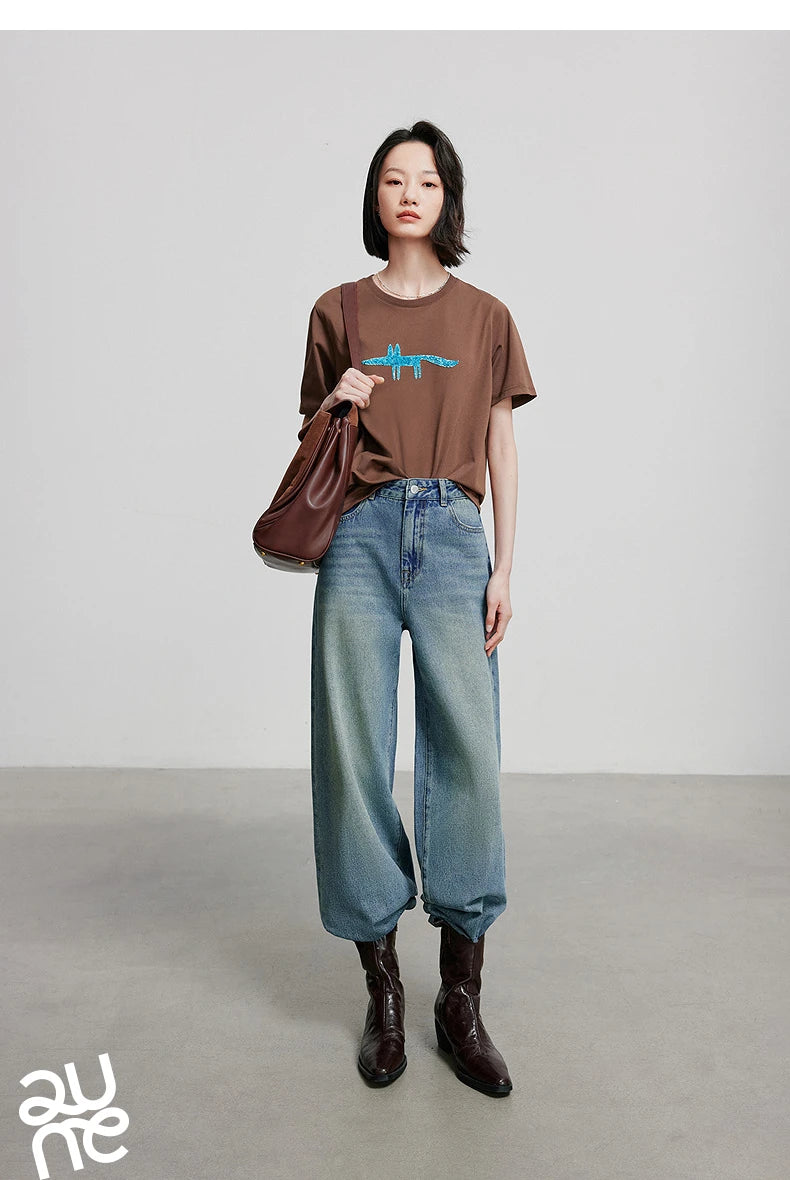 TOYOUTH Women Short Sleeve T shirt 2025 Spring New Tops 8521035