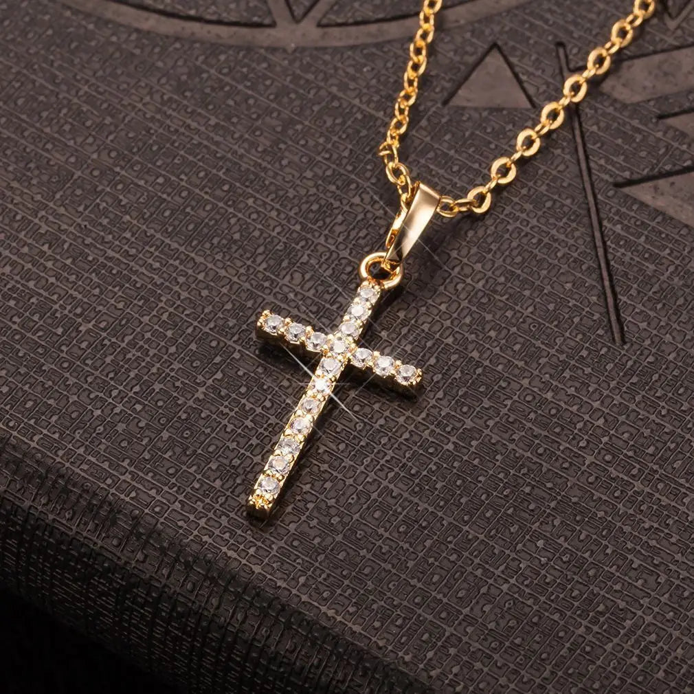 New Fashion Trend Unique Design Delicate Zircon Cross Pendant Necklace for Men and Women Couples Jewelry Party Premium Gifts