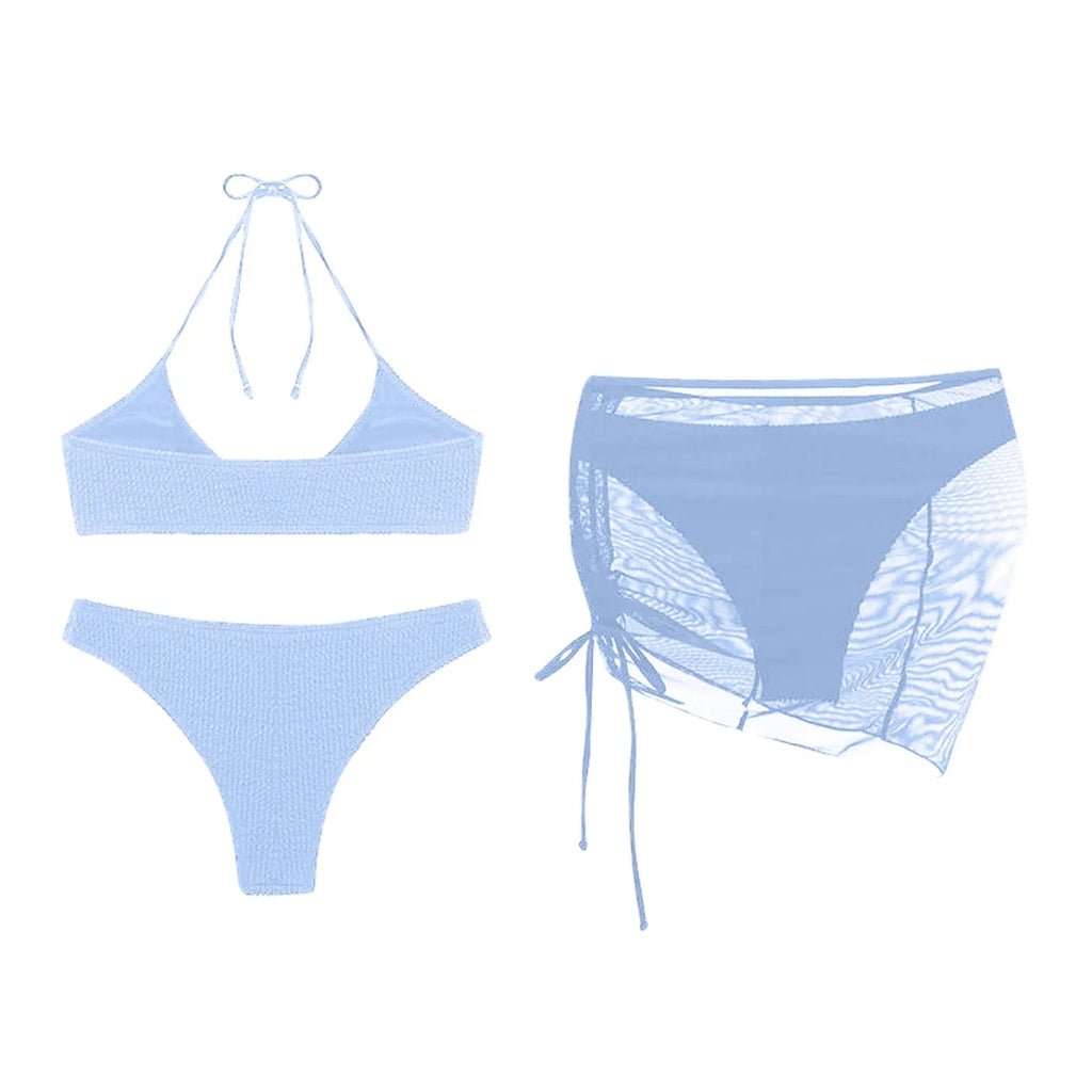 Women'S Summer Beach Swimwear Bikini Cover Up Four Piece Sexy Mesh Cover Up Three Pointed Bikini Swimsuit Fashion Beachwear