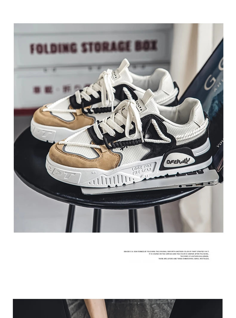 2025 New Summer Men's Shoes Original Casual Flat Shoes Sport Thick Bottom Increased Height Bread Trendy Shoes Skateboard sneaker