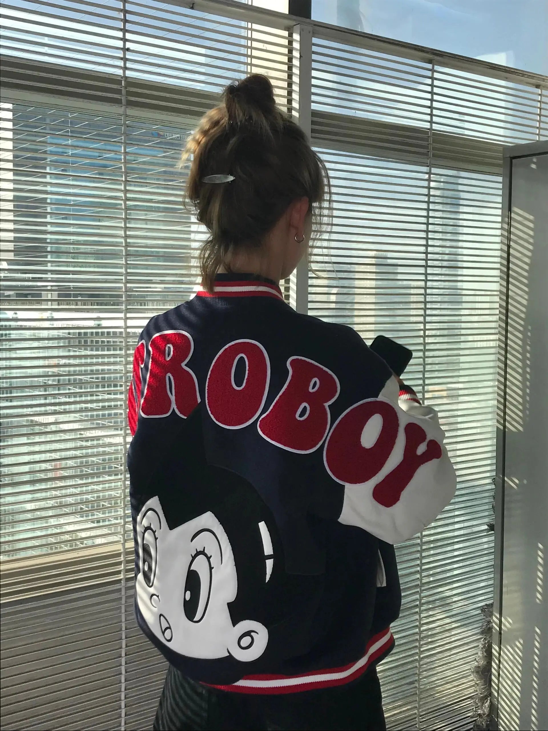 American Vintage Astro Boy Baseball Jaet Women's Letter Embroidery Floing Loose Thiened Trendy Brand Jaet