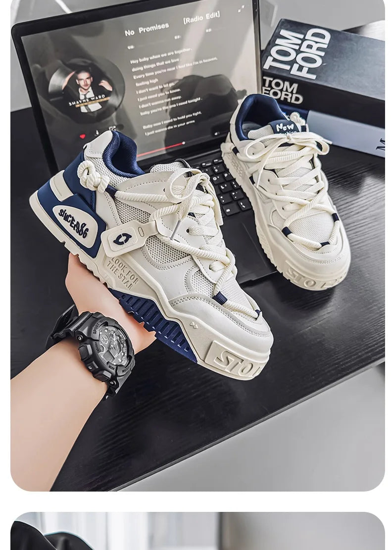 2025 New Summer Men's Shoes Original Casual Flat Shoes Sport Thick Bottom Increased Height Bread Trendy Shoes Skateboard sneaker