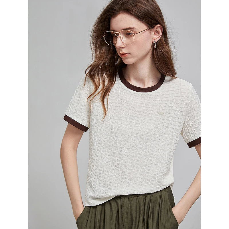 TOYOUTH Women Short Sleeve T shirt 2025 Spring New Tops 8521006