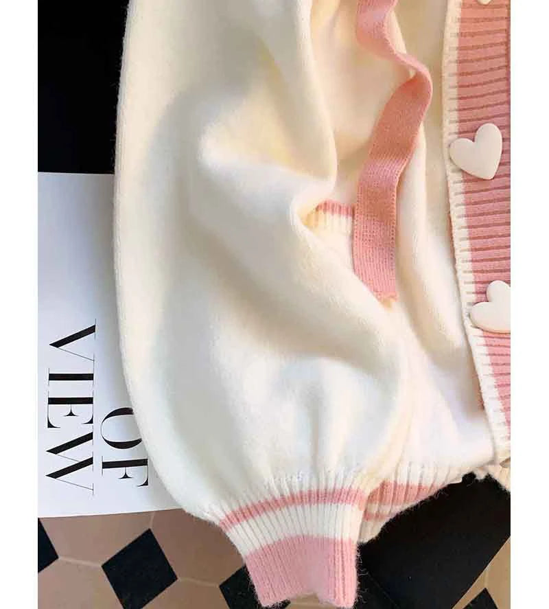 Jmprs Cute Sweet Cardigan Sweaters Women Lazy Wind White Knitted Coats Long Sleeve Loose Female Japan Kawaii Elegant Hooded Tops