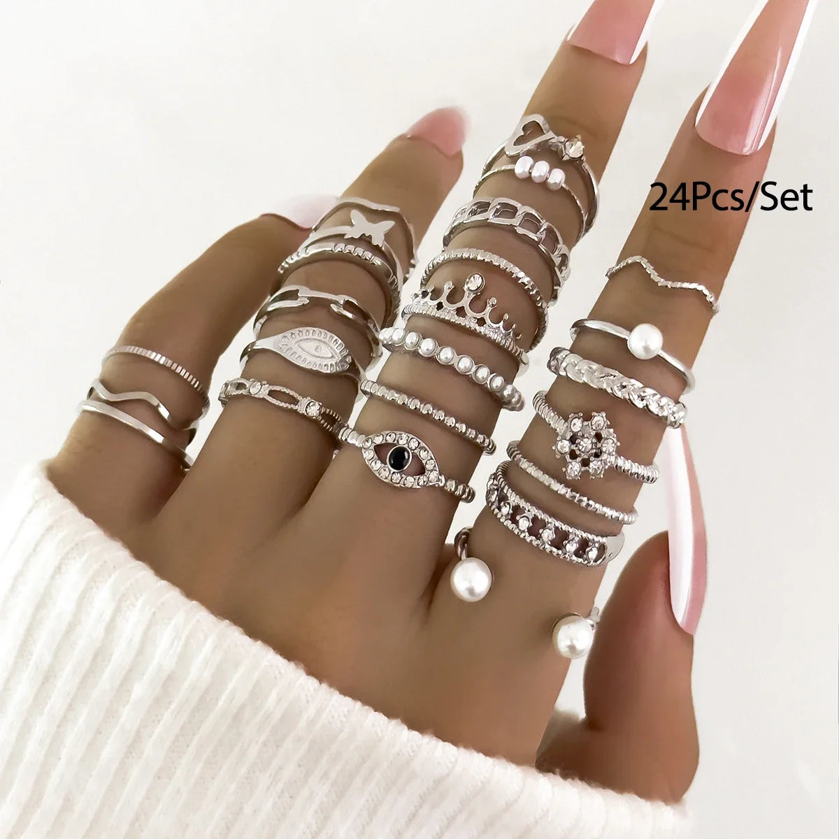 30Pcs Bohemian Geometric Knuckle Rings Set For Women Gold Silver Color Finger Ring Girls Fashion Party Jewelry Accessories