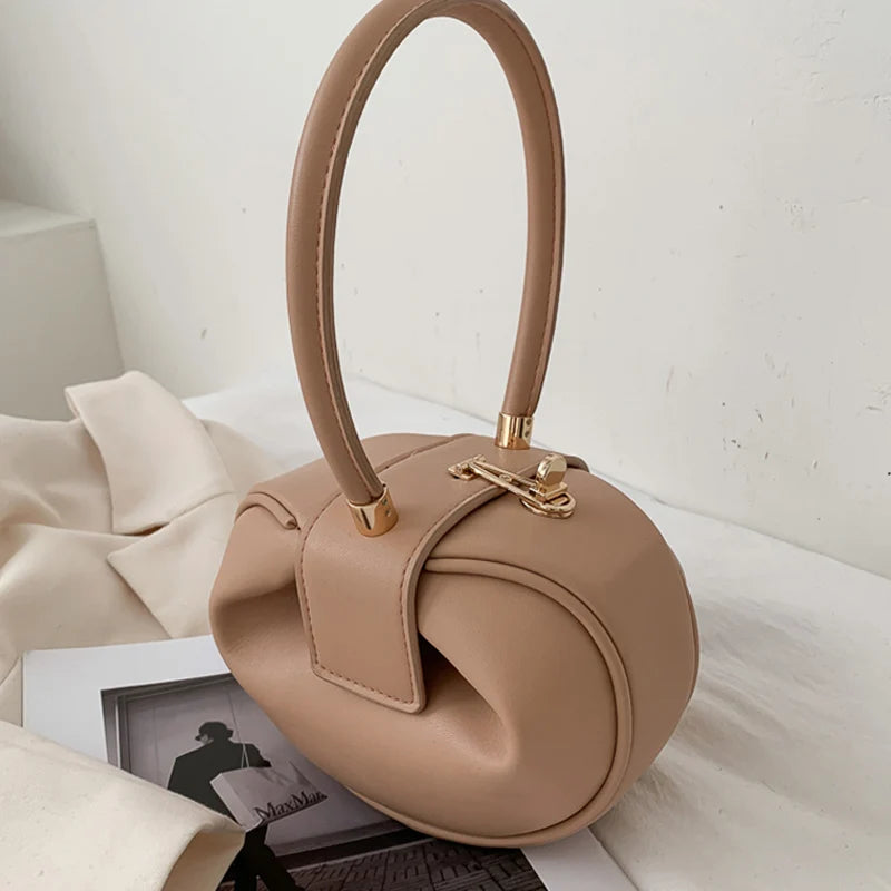 Round Ball Women's Handbag Brand Designer Bowling Bag PU Leather Mini Shoulder Bags Female Luxury Purse Fashion Armpit Bag