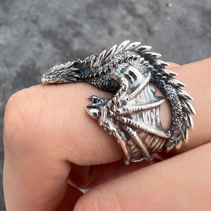 Dragon Rings Gothic Punk Style Pterosaur Wings Opening Adjustable Rings for Men Women Vintage Jewelry Accessories Gifts