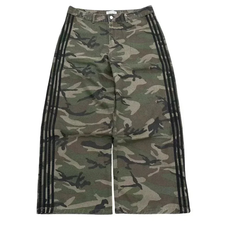 Y2k men baggy jeans Harajuku Fashion new striped wide-leg pants Punk Gothic street lovers casual oversized straight leg pants