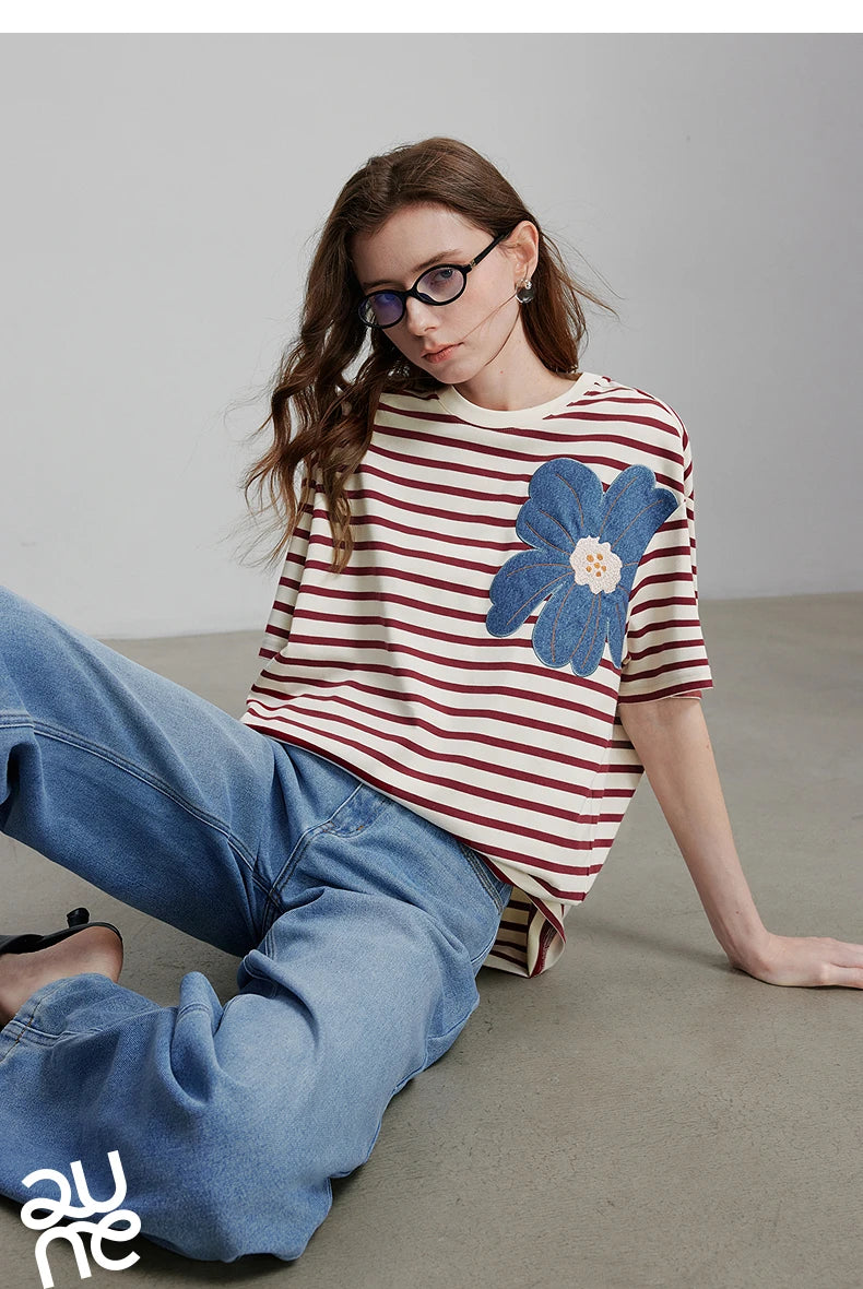 TOYOUTH Women Short Sleeve T shirt 2025 Spring New Tops 8521034