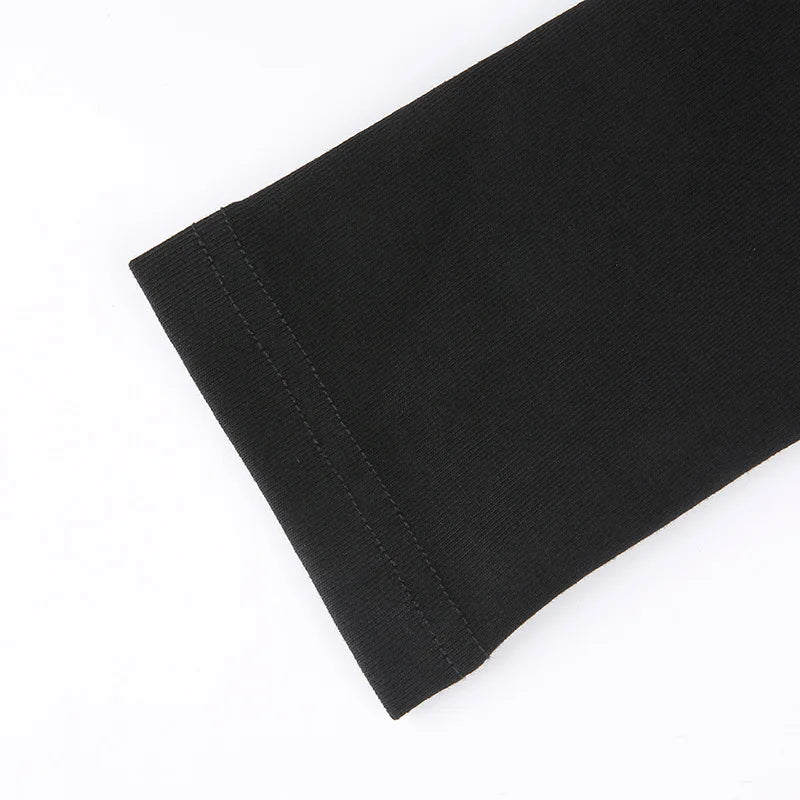 High Fashion Women’s Long-sleeved Bodysuit Solid Color Hollow Off-shoulder Half High Collar Jumpsuit