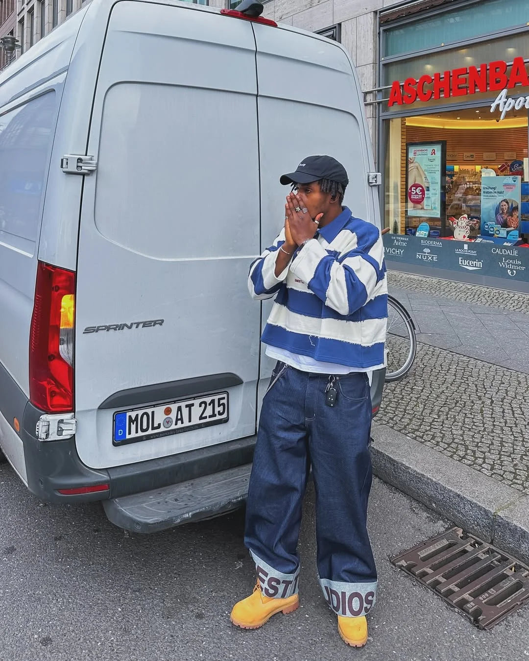 American blue and white striped campus style Polo shirt men's spring simple loose lapel casual long-sleeved T-shirt sweatshirt