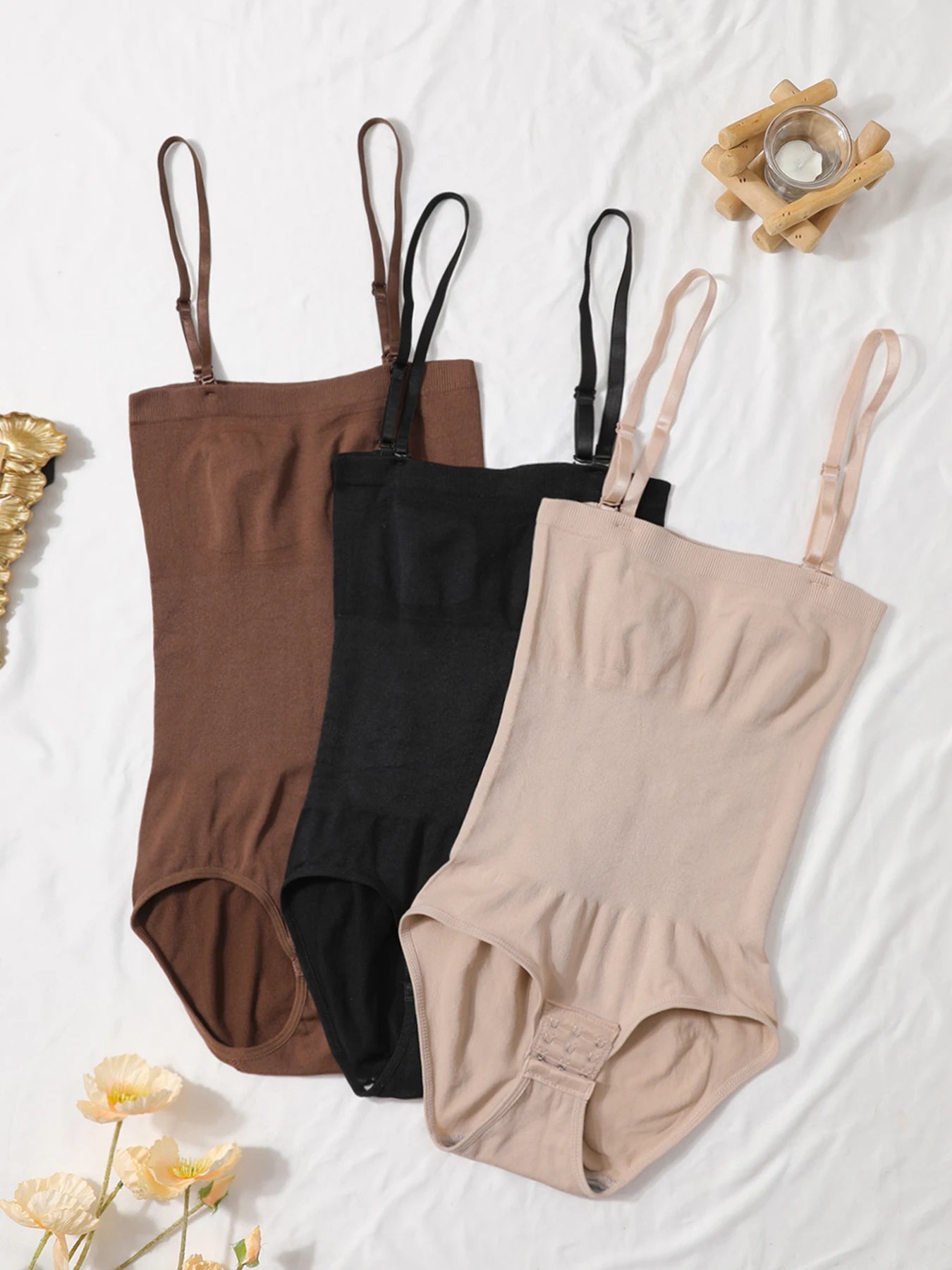 1 Piece Women Shapewear Bodysuit Removeable Shoulder Strap Body Shaper Seamless Tummy Control Slimming Flat Belly for Underwear