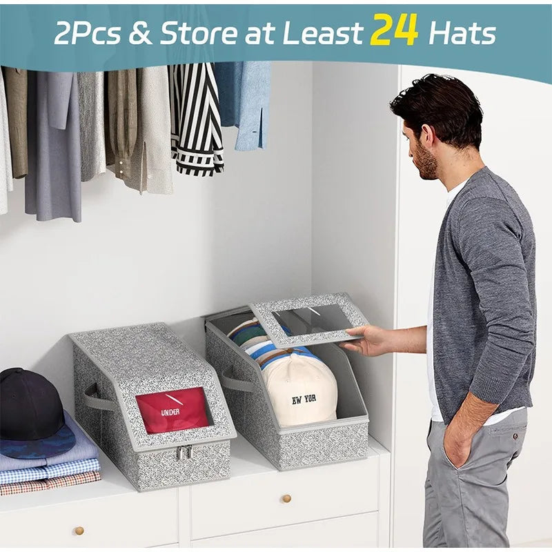 Foldable Zipper Baseball Cap Storage Box Non-woven Dustproof Storage Box Hat Storage Box Wardrobe Storage Boxes Storage