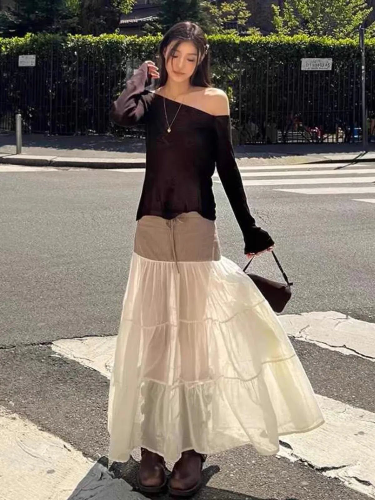 pa wl one-shoulder long-sleeved top, female wool blend off-the-shoulder base shirt, cutout backless knitted sweater