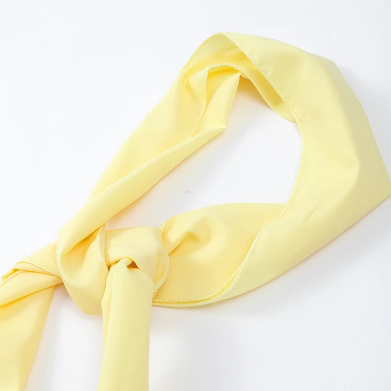 Butter Yellow Scarf Neck Split Long Dress Women Elegant Strapless Slim Fit High Waist Vestidos 2025 Lady Evening Party Gowns New