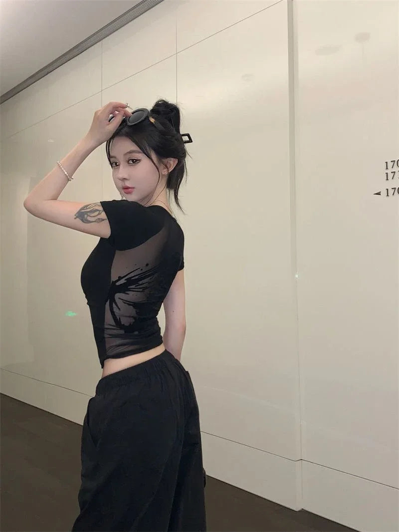 Sexy Women's T-shirt Short Sleeve Female Top Aesthetic Clothing One Pieces Korean Reviews Clothes Clearance Cheap Many Youthful