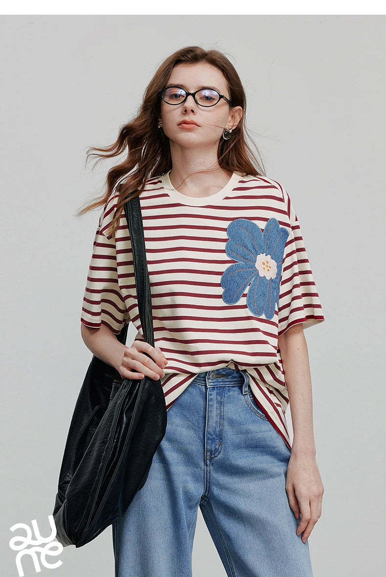 TOYOUTH Women Short Sleeve T shirt 2025 Spring New Tops 8521034