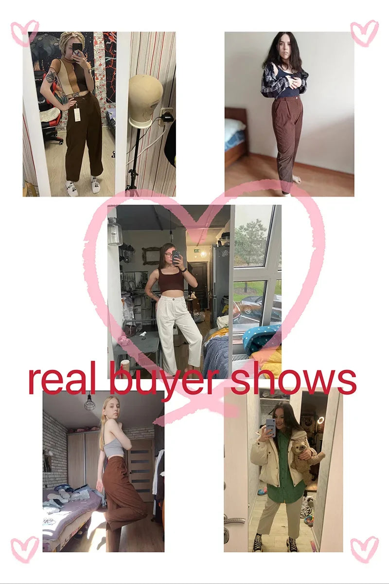 Vintage High Waist Corduroy Pants Women Spring Fall Straight Causal Full Length Trousers Korean Fashion Baggy All Match Pant New