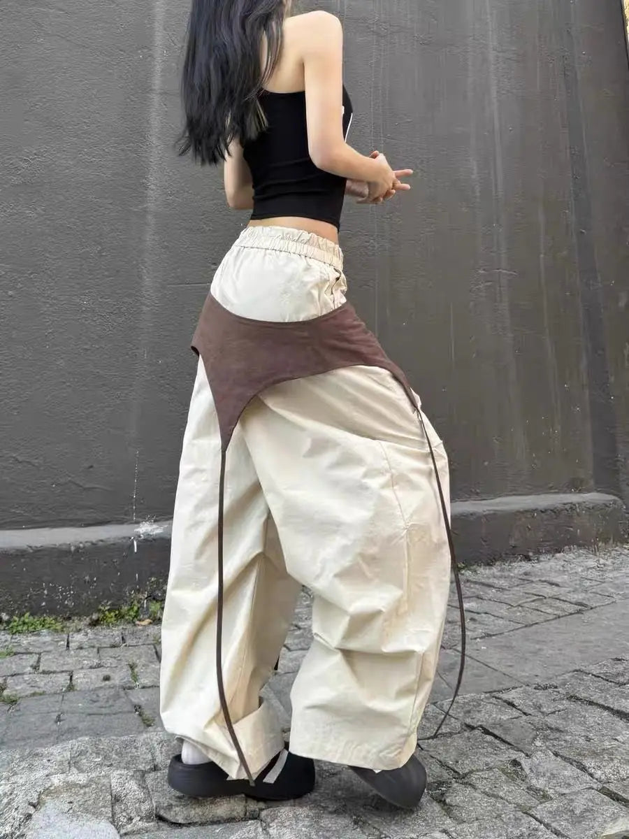 American Retro Design Wide Leg Pant Curved Knife Versatile Loose Street Hip Hop Dance Pant Loose Comfortable Cargo Trouser