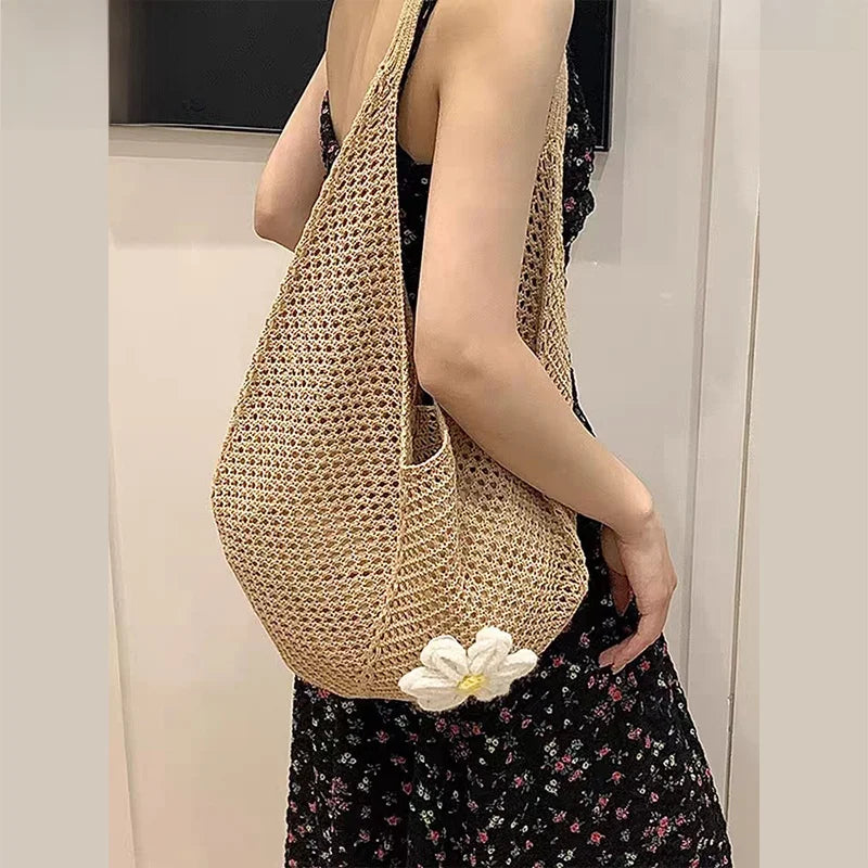 Zar Fendan 2025 Summer New Lazy Weaving Large Capaci Beach Bag Women's Tote Bag Versatile ular Artistic Sle Canvas Bag