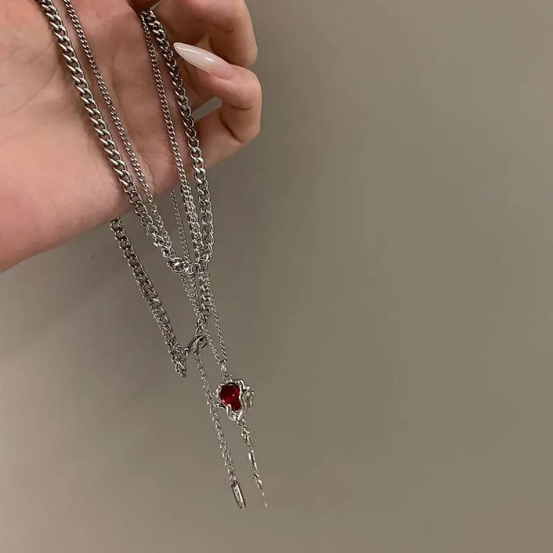 Romantic Gothic Rose Flower Clavicle Chain Necklace for Women Girls Fashion Punk Sweet Cool Adjustable Rope Choker Accessories