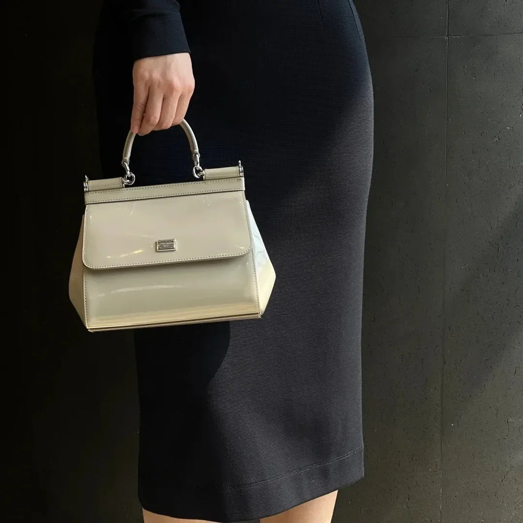 Mini 15cm Genuine Leather Handbag Women's Fashion Shoulder Bag Sicily Style Business Bag Kelly Bag Trendy Hard Shell Handbag