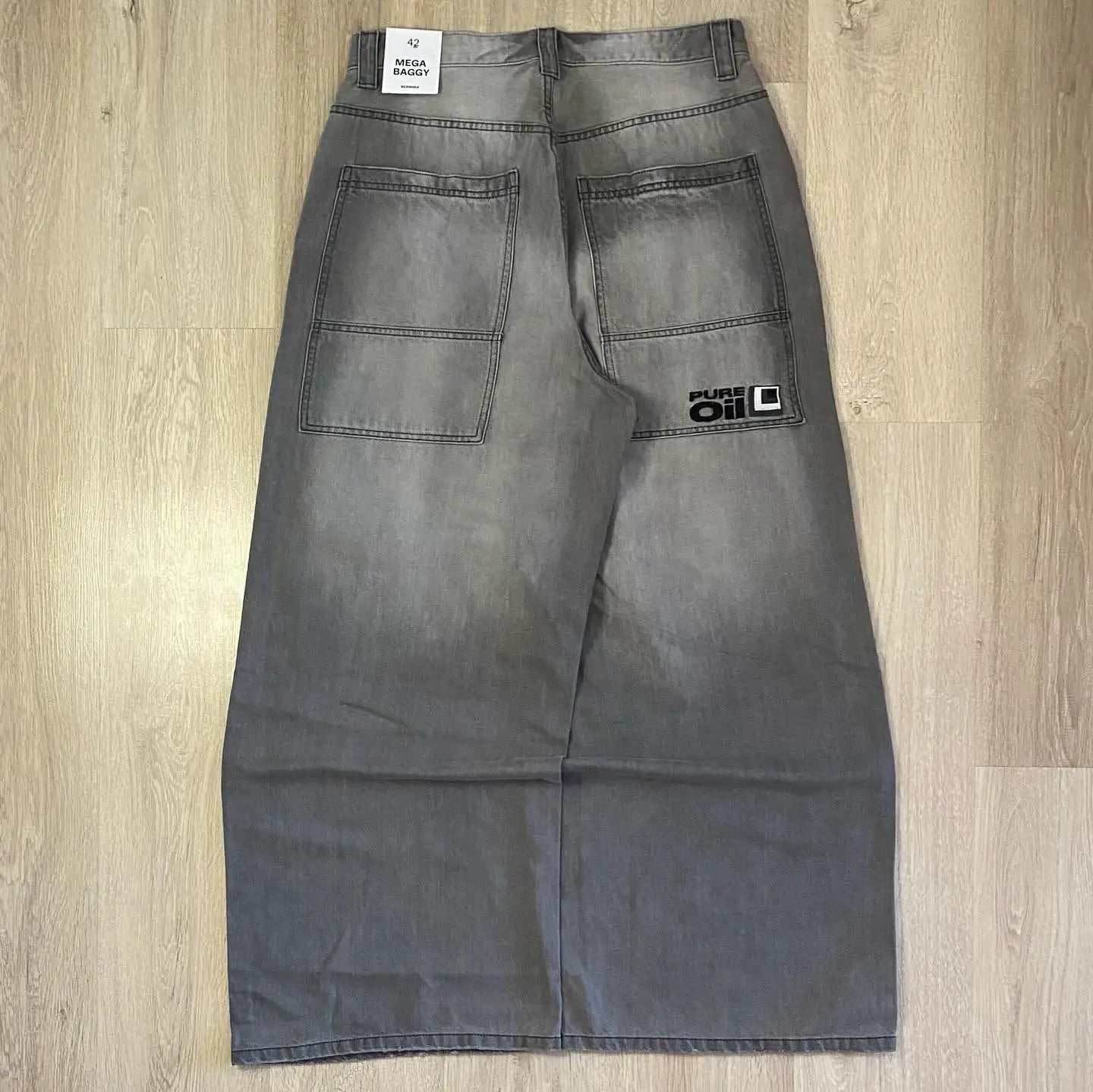 American New Fashion Letter Embroidery Stitching Old Baggy Jeans Women Y2K Harajuku  Popular High Waist Wide Leg Trousers