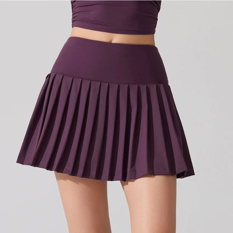 VITALINOVO Pleated Tennis Skirt for Women with Pocket Shorts Women's High Waisted Lightweight Athletic Golf Skorts Skirts Flowy
