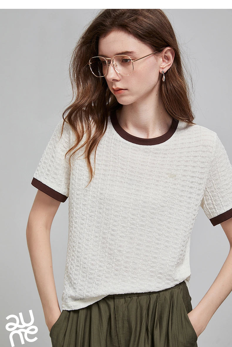 TOYOUTH Women Short Sleeve T shirt 2025 Spring New Tops 8521006