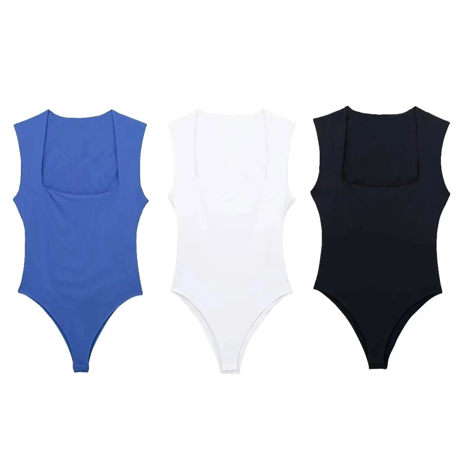 Black Body Woman Sleeveless White Bodysuit Women Square Neck Summer One Piece Swimsuits Sexy Lingerie Women's Bodysuit