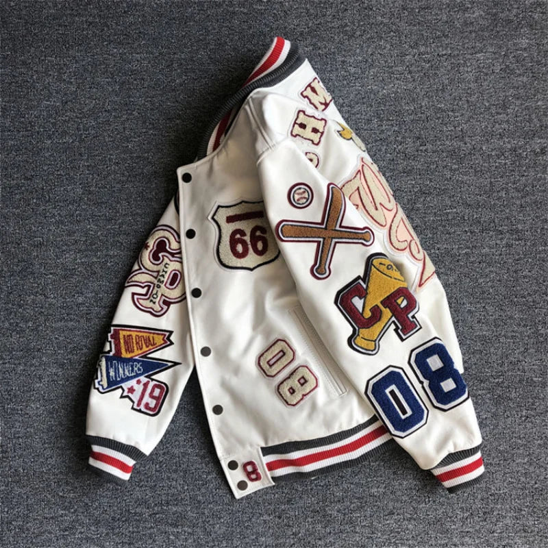 American high street embroidery baseball jacket Y2K retro autumn and winter stitching design men's and women's motorcycle jacket