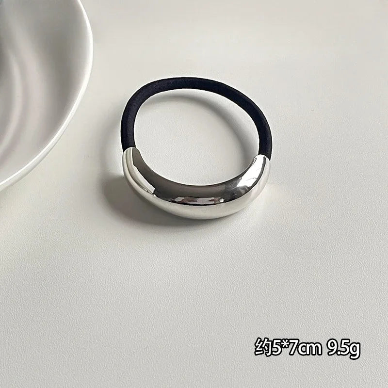 Fashion Punk Hair Bands Metal Irregular Double-Layer Elastic Hair Scrunchies Hair Rope Women  Ponytail Holder Hair Accessories