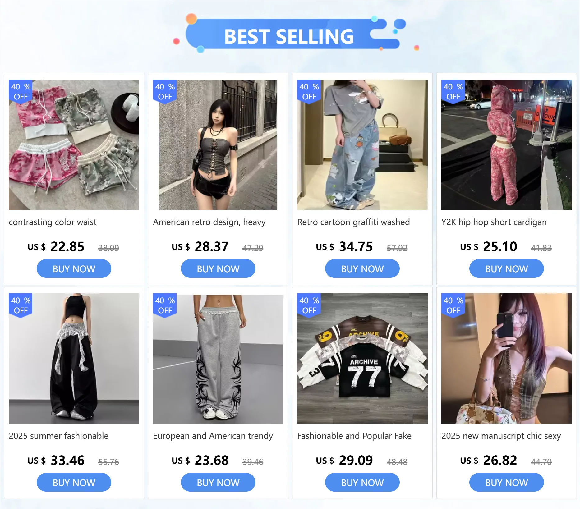 American retro black printed Spice Girls Street Dance Scimitar Pants Women's Loose Design Splicing Summer New Wide Leg Pants